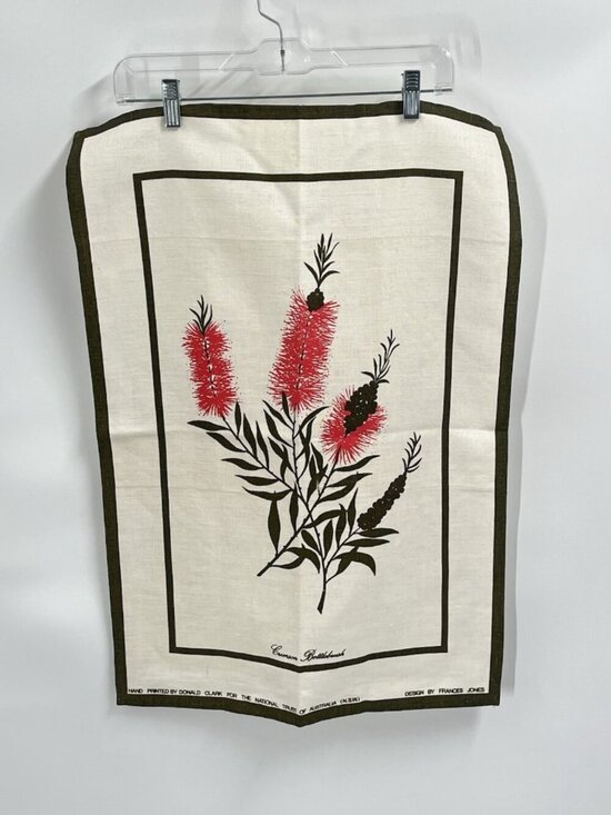 Donald Clark Other - Vtg Australian Crimson Bottlebrush Tea Towel Wall Art Hand Printed Donald Clark